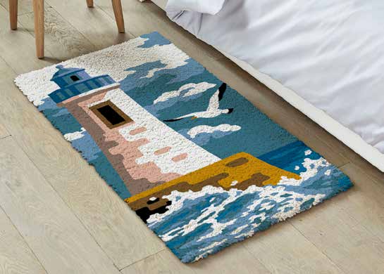 Printed Canvas Latch Hook Rug Kit - The  Lighthouse 50cm x 100cm 3992