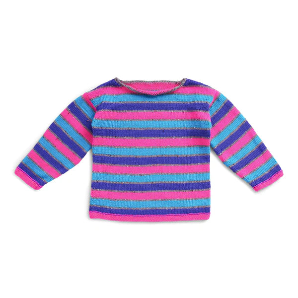 KNITTING PATTERN DOWNLOAD - FREE CARON BOLD STRIPES BOATNECK