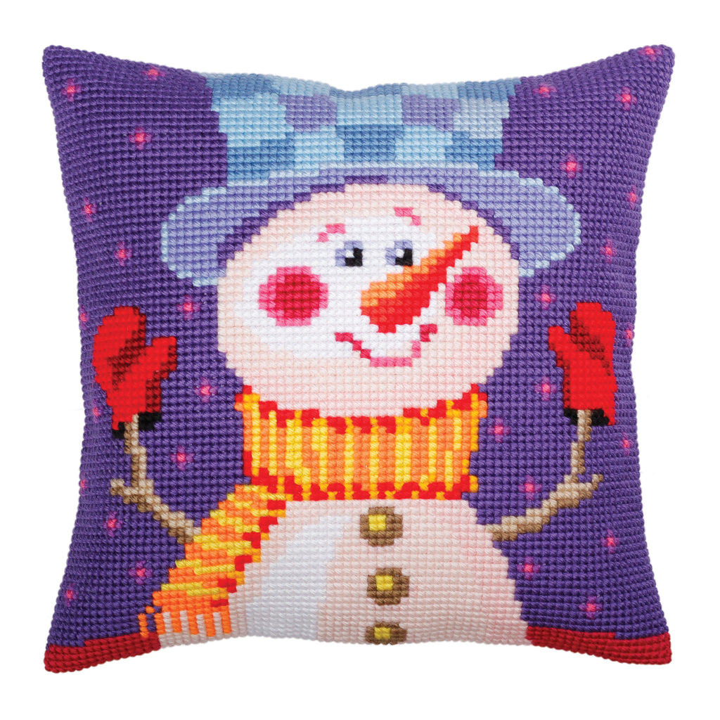 Cross Stitch Kit: Cushion: Cheerful Snowman