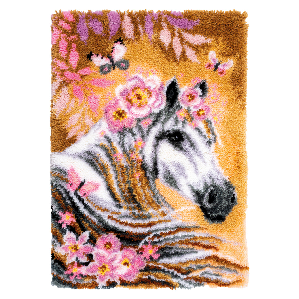 Latch Hook Kit: Rug: Horse with Flowers