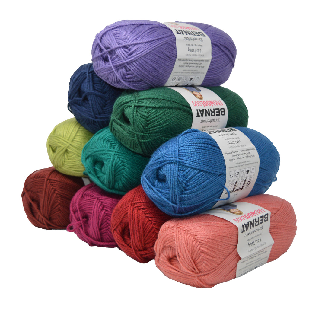 The FABWOOLOUS Box - 10 Balls of Assorted Bernat Fabwoolous Yarn + 6 FREE DOWNLOADABLE PATTERNS!!