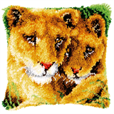 Vervaco Latch Hook Cushion Kit Lioness & Cub 40cm x 40cm