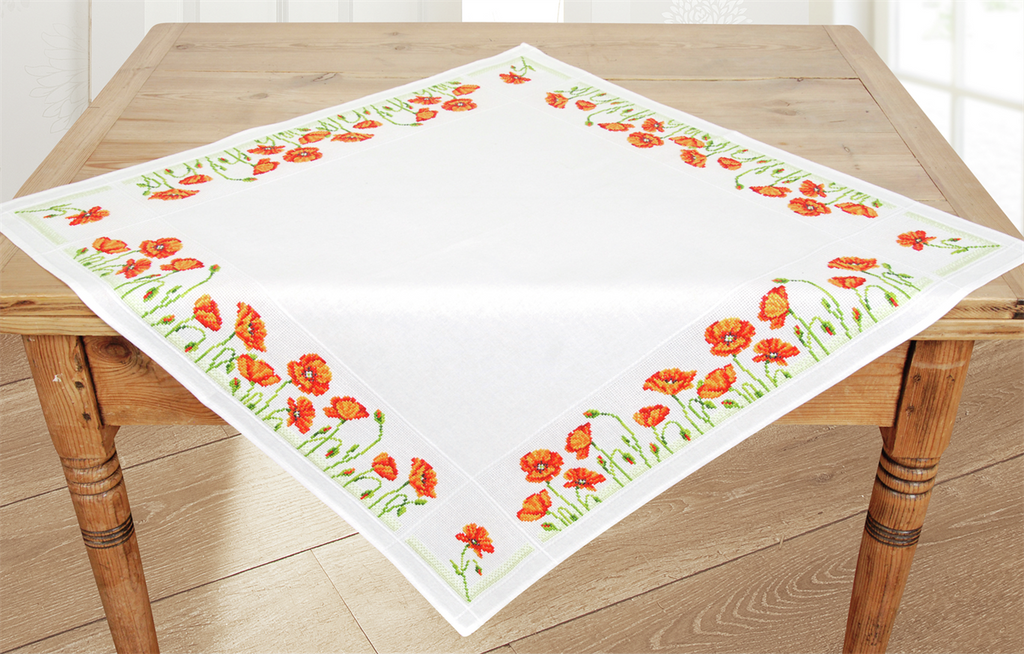 Vervaco Counted Cross Stitch Kit: Tablecloth: Californian Poppies PN-0146934