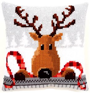 Vervaco Cushion Cross Stitch Kit Reindeer With Scarf PN-0148051