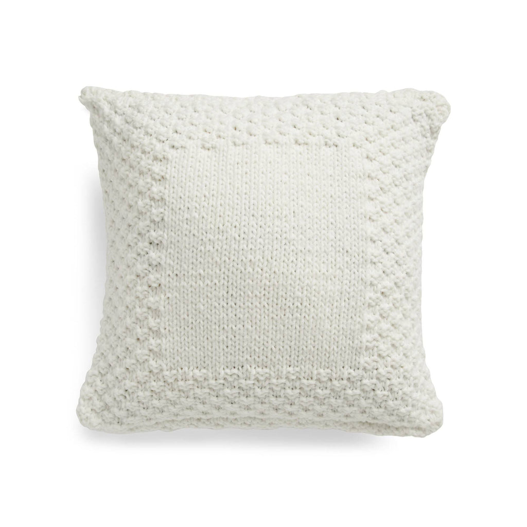 KNITTING KIT - Bernat Check Border Knit Pillow - White