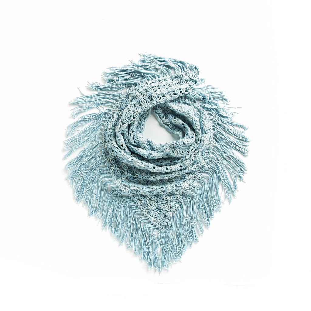 CROCHET PATTERN DOWNLOAD - Caron Mock-rame Crochet Fringed Shawl