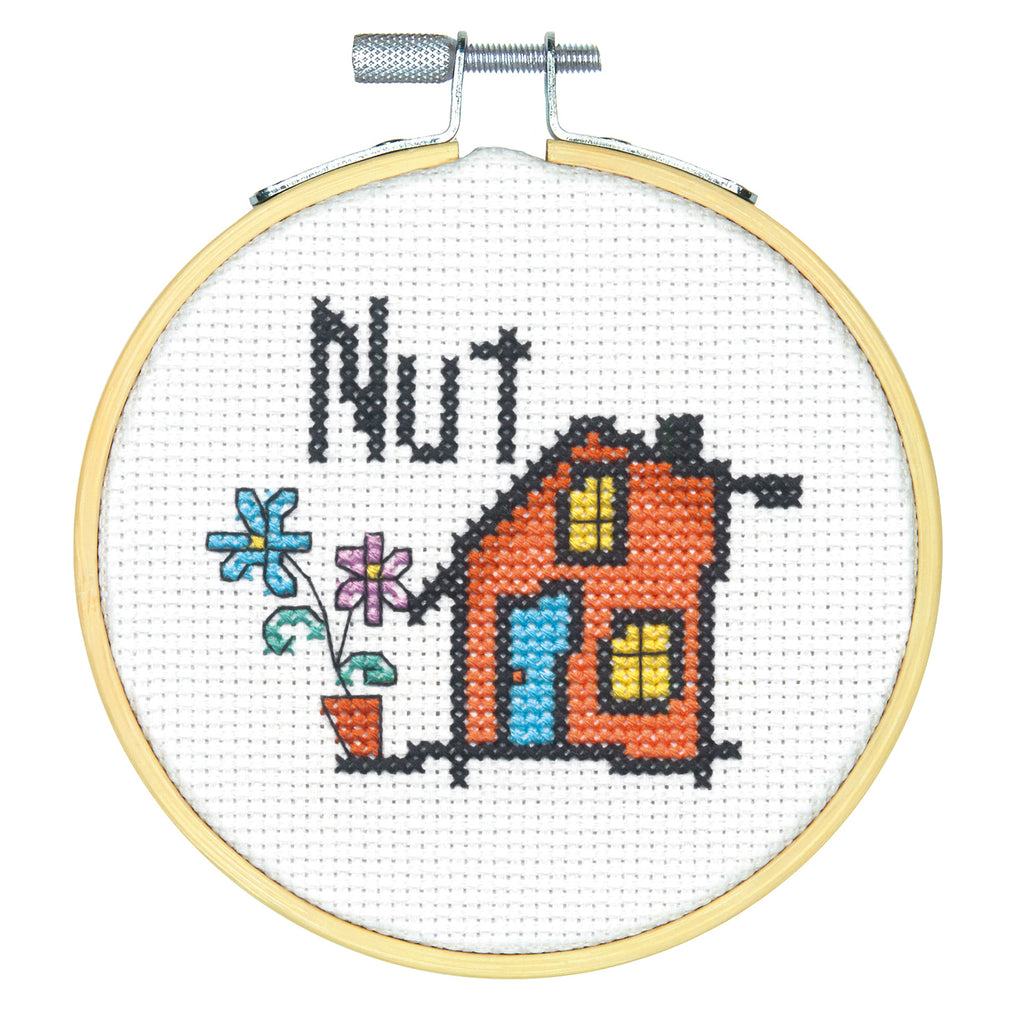 Counted Cross Stitch Kit with Hoop: Nut House