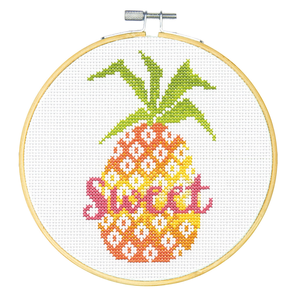 Counted Cross Stitch Kit with Hoop: Sweet Pineapple