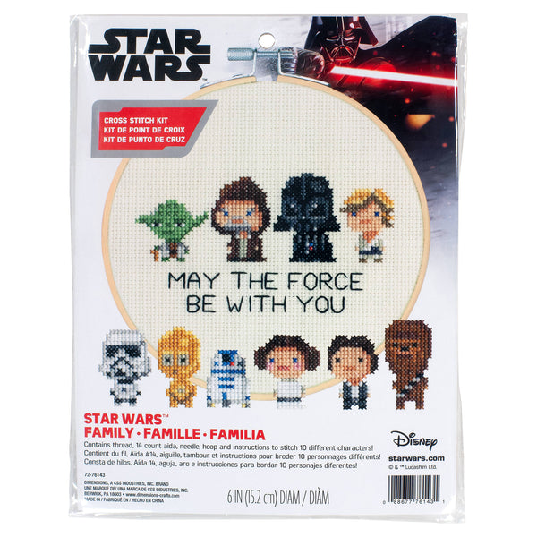 Counted Cross Stitch Kit with Hoop: Star Wars Family