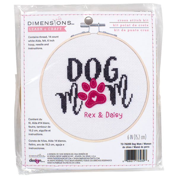 Counted Cross Stitch Kit with Hoop: Dog Mom