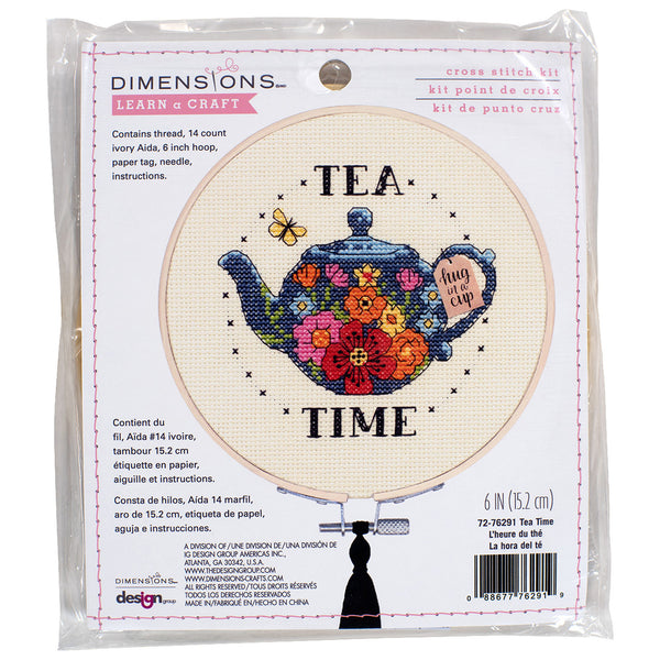 Counted Cross Stitch Kit with Hoop: Tea Time