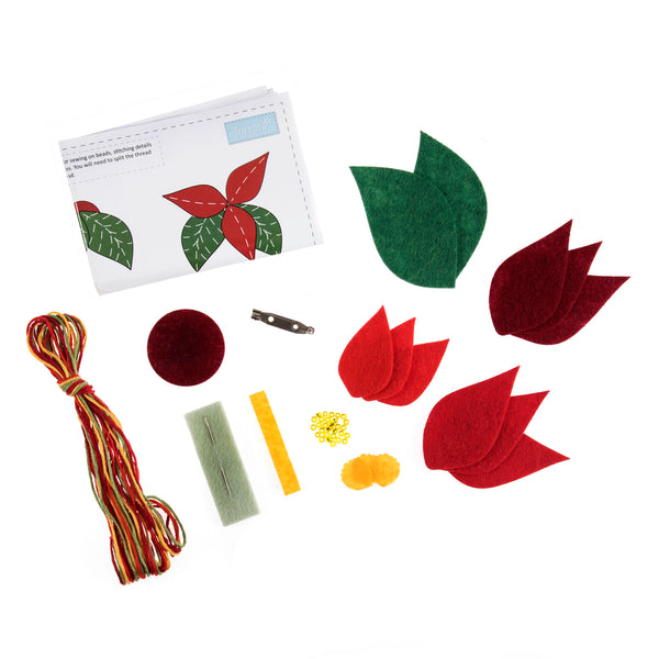 Felt Decoration Kit: Christmas: Poinsettia Brooch