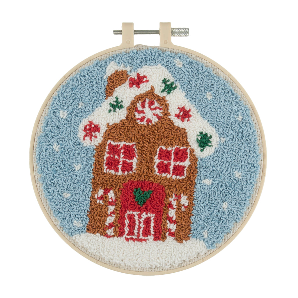 Punch Needle Kit: Floss and Hoop: Gingerbread House