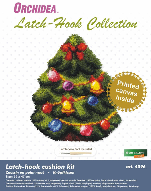 Latch Hook Kit: Cushion: Shaped: Christmas Tree