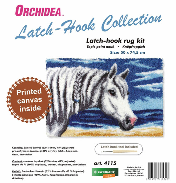 Latch Hook Kit: Rug: White Horse Head