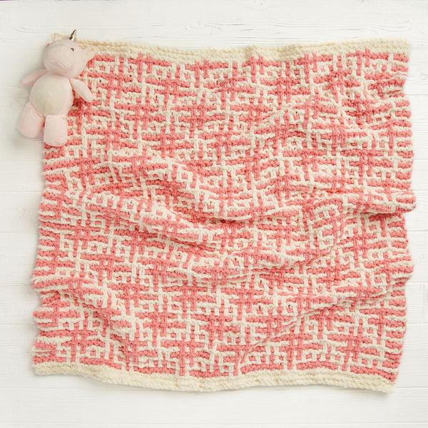 KNITTING KIT - Bernat Baby Blanket Sparkle Knit Mosaic Sparkle Baby Blanket