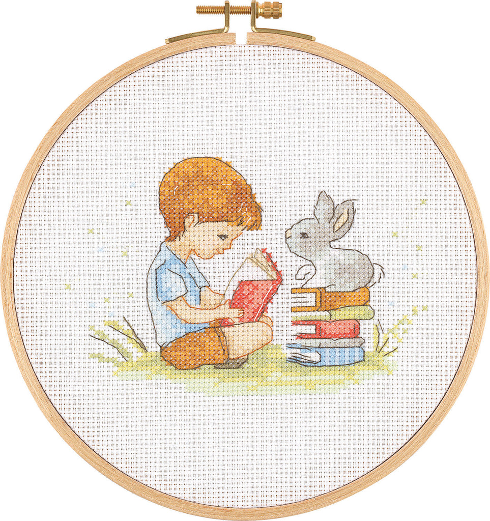 Counted Cross Stitch Hoop Kit - E2001 - Reading To Rabbit