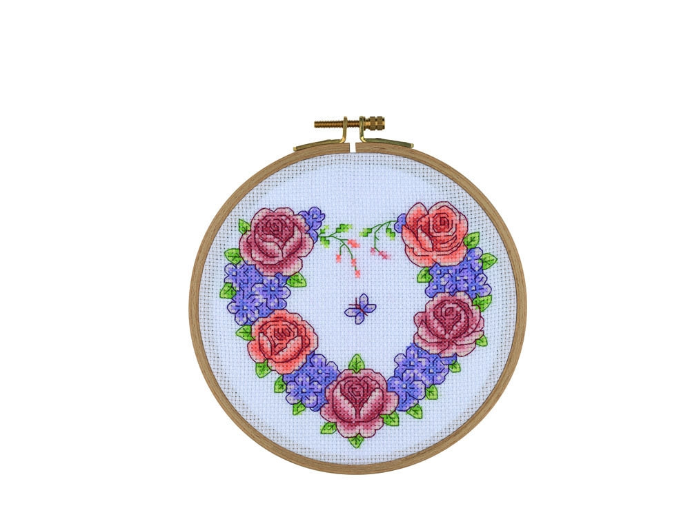 Counted Cross Stitch Kit - BCS01 - Floral Heart Wreath