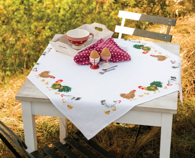 Vervaco Cross Stitch Tablecloth Kit - Barnyard Gathering PN-0013041
