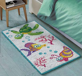 Printed Canvas Latch Hook Rug Kit - Seabed 50cm x 100cm