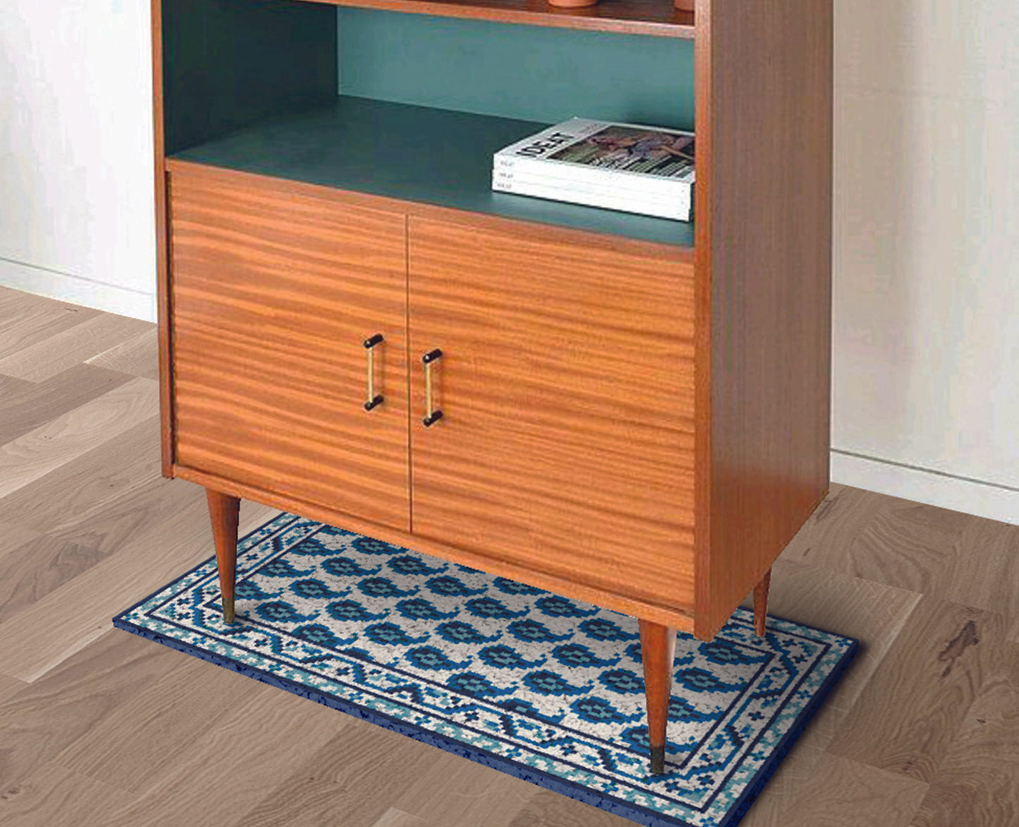 Printed Canvas Latch Hook Rug Kit - Blue Ink 50cm x 100cm