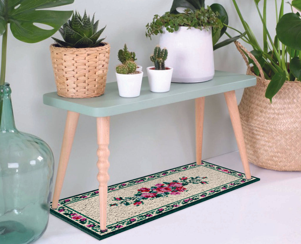 Printed Canvas Latch Hook Rug Kit - Bouquet 50cm x 100cm