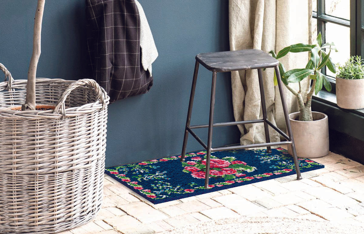 Printed Canvas Latch Hook Rug Kit - Flower Love 50cm x  100cm