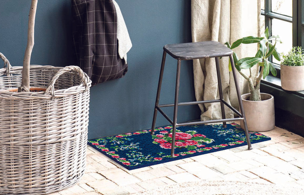 Printed Canvas Latch Hook Rug Kit - Flower Love 50cm x  100cm