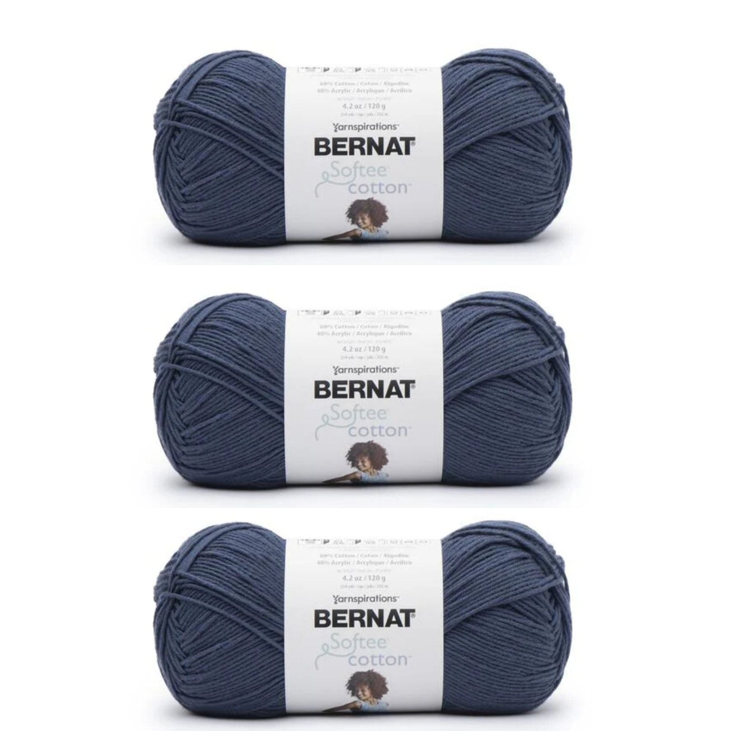 Pack of 3 Bernat Softee Cotton DK Yarn 120g