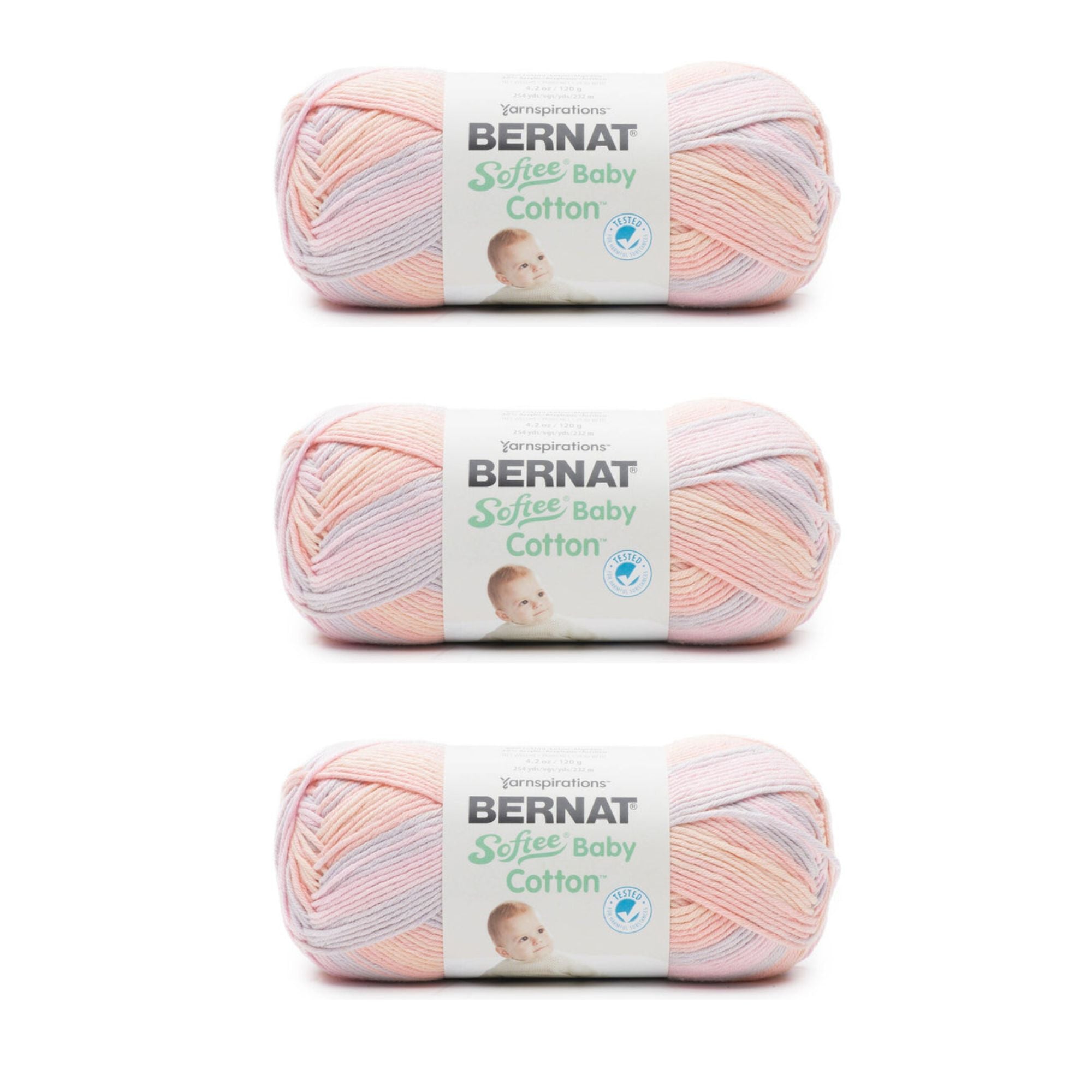 Pack of 3 Bernat Softee Baby Cotton DK Yarn 120g