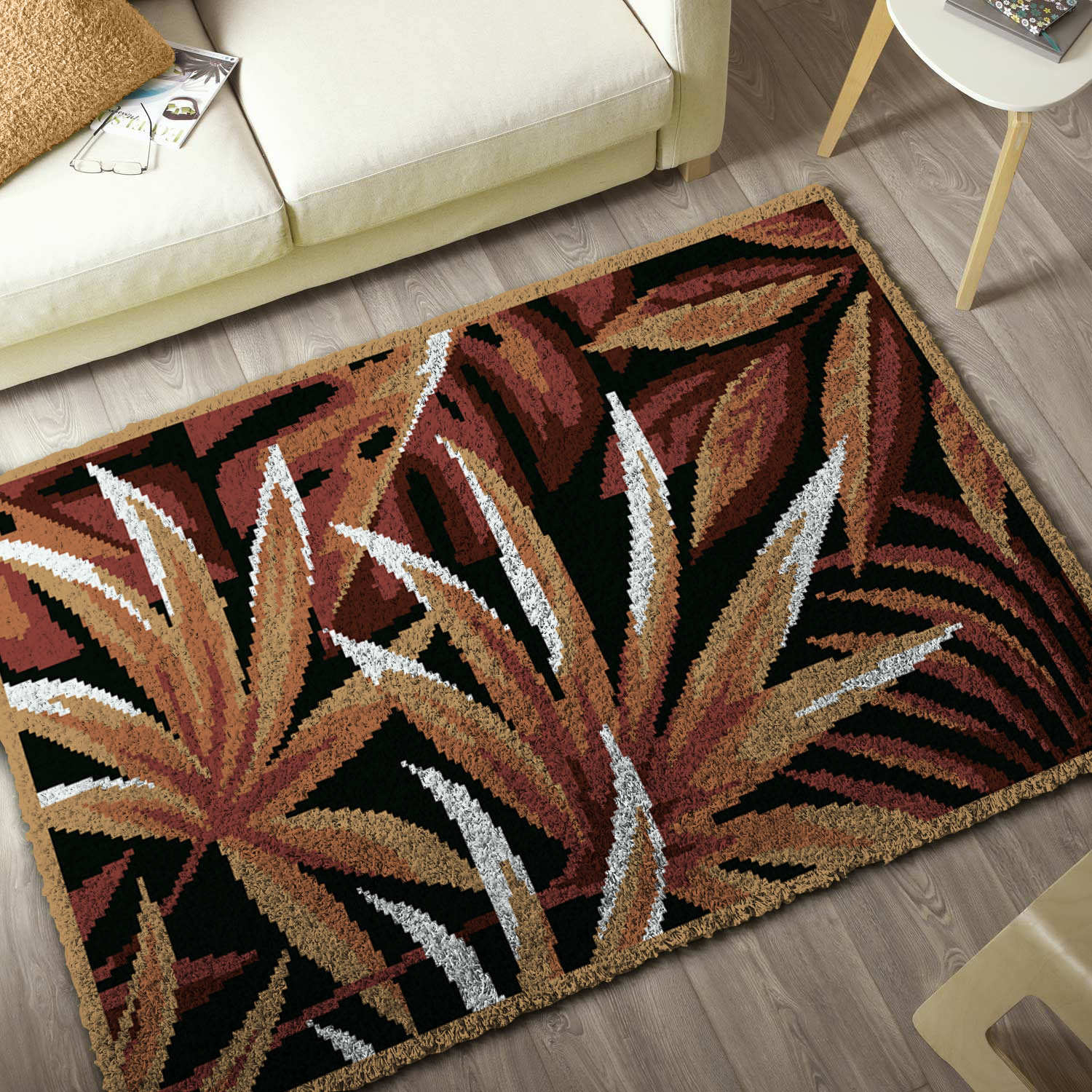 Printed Canvas Latch Hook Rug Kit - Fern 100 x 150cm 4022