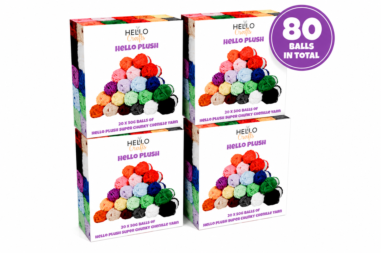 MEGA OFFER - 4 Boxes of Hello Plush Yarn - 80 Balls in Total!!