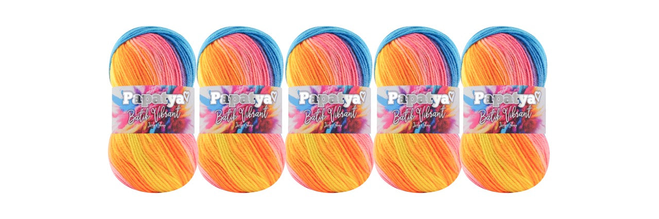5 x 100g Papatya Batik Vibrant DK Yarn