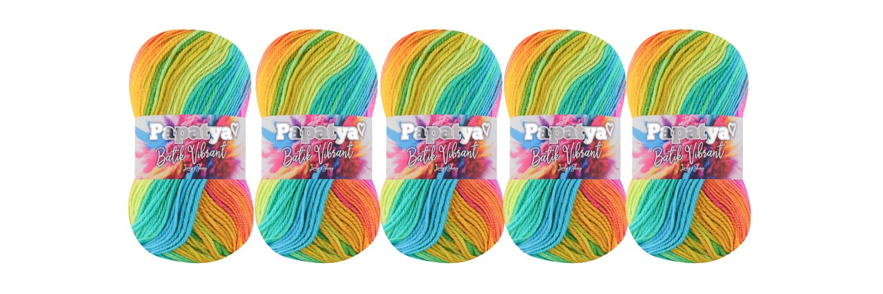 5 x 100g Papatya Batik Vibrant DK Yarn