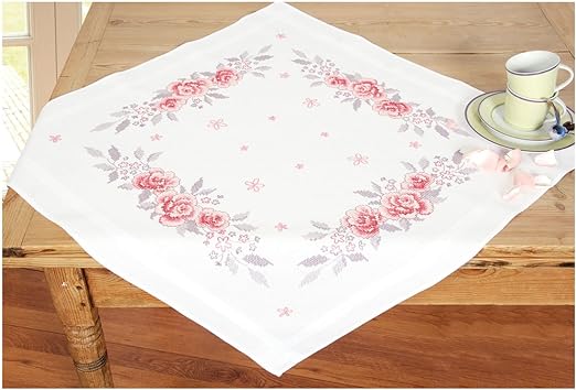 Vervaco Embroidery Tablecloth Kit - Pink Roses PN-0145973