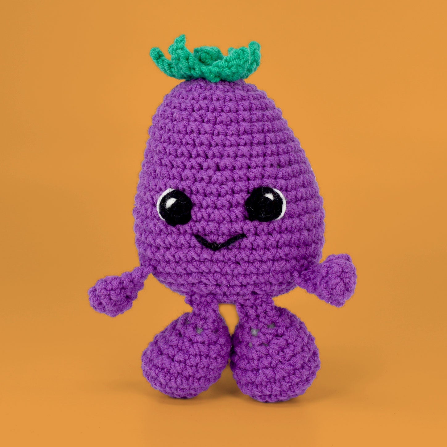 Knitty Critters - Fruit & Veg Heads Amigurumi Crochet Kit - Aubergine Parmigiana