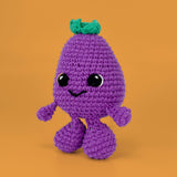 Knitty Critters - Fruit & Veg Heads Amigurumi Crochet Kit - Aubergine Parmigiana