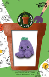 Knitty Critters - Fruit & Veg Heads Amigurumi Crochet Kit - Aubergine Parmigiana
