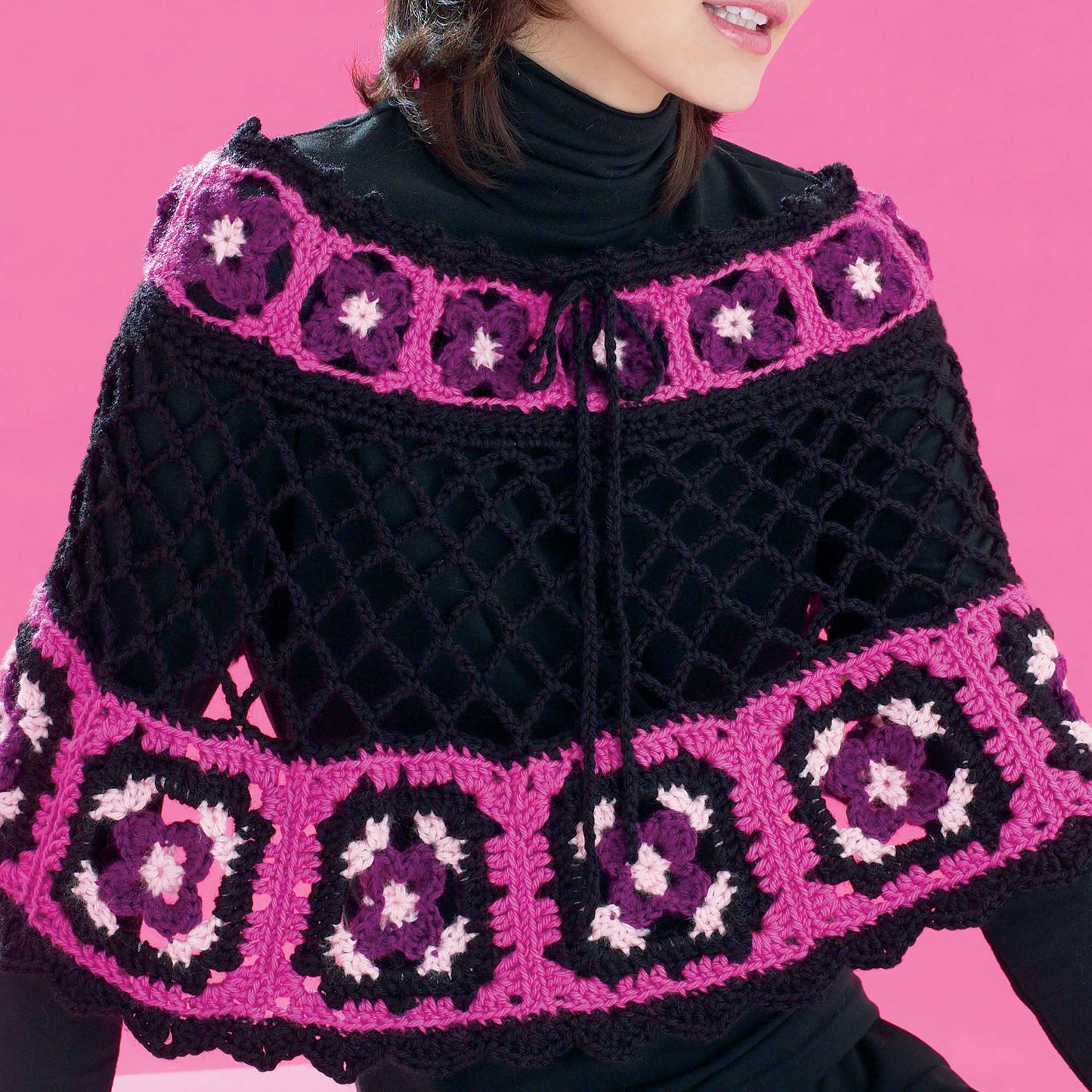 Bernat Crochet Flower Power Granny Poncho (Digital Download)