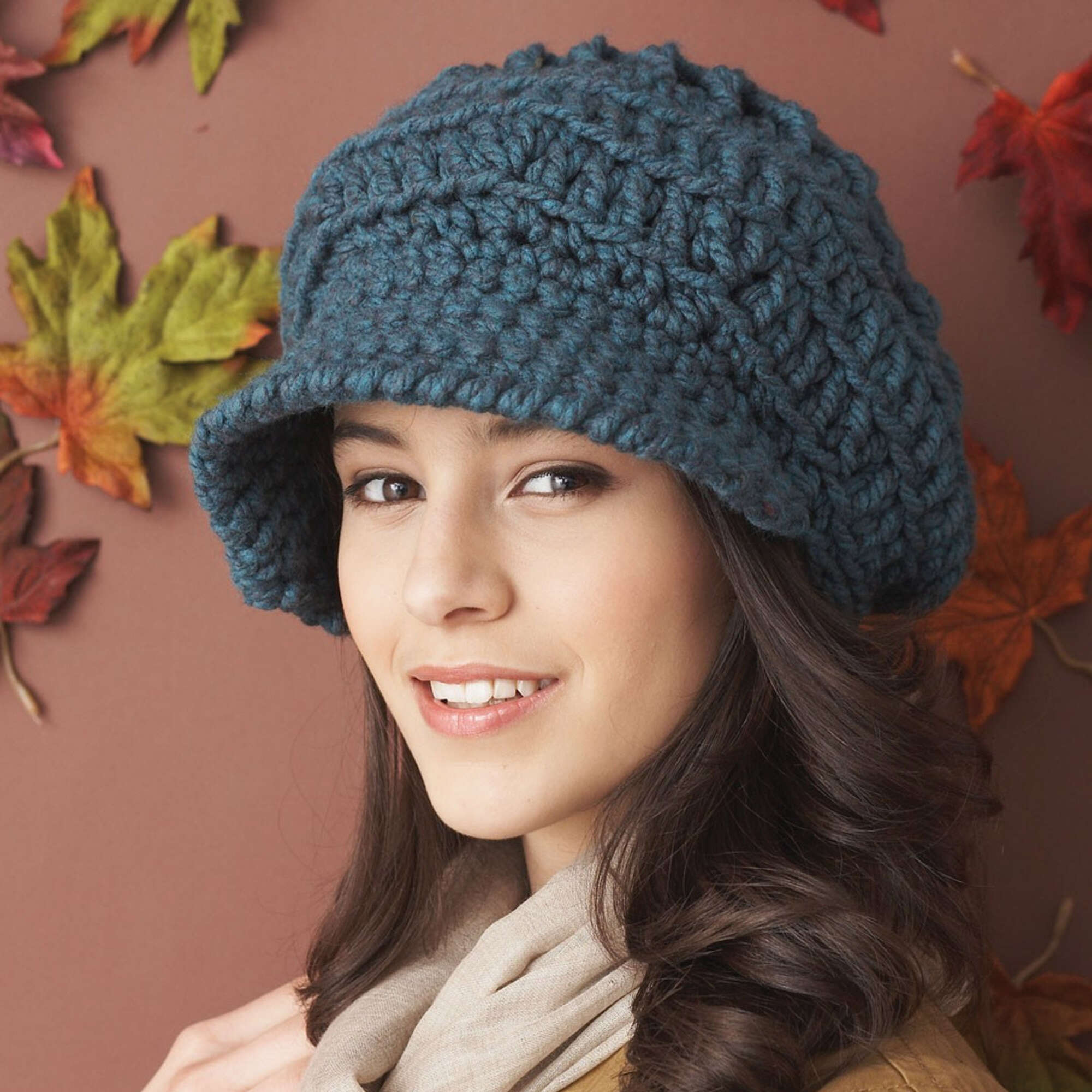 Bernat Crochet Slouchy Peaked Hat (Digital Download)