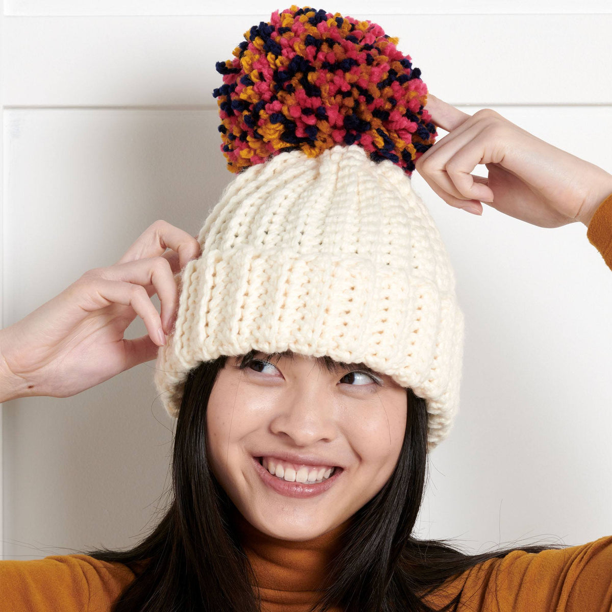 Bernat Beginner Pom On Top Crochet Beanie (Digital Download)