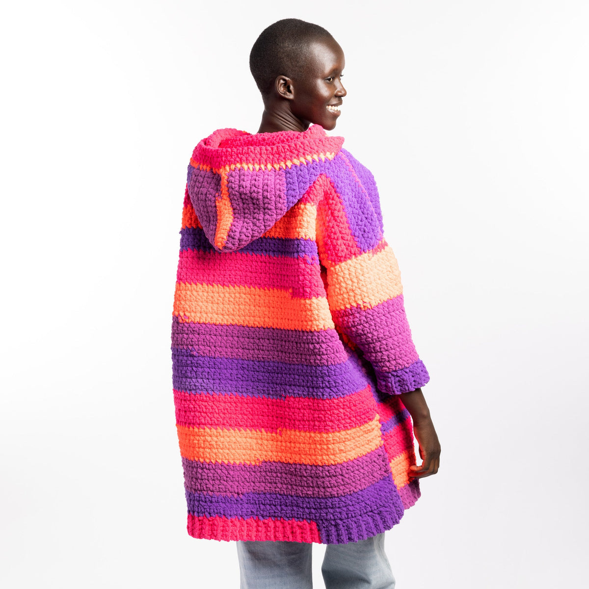 Bernat Supersized Stripy & Snug Crochet Hoodie (Digital Download)