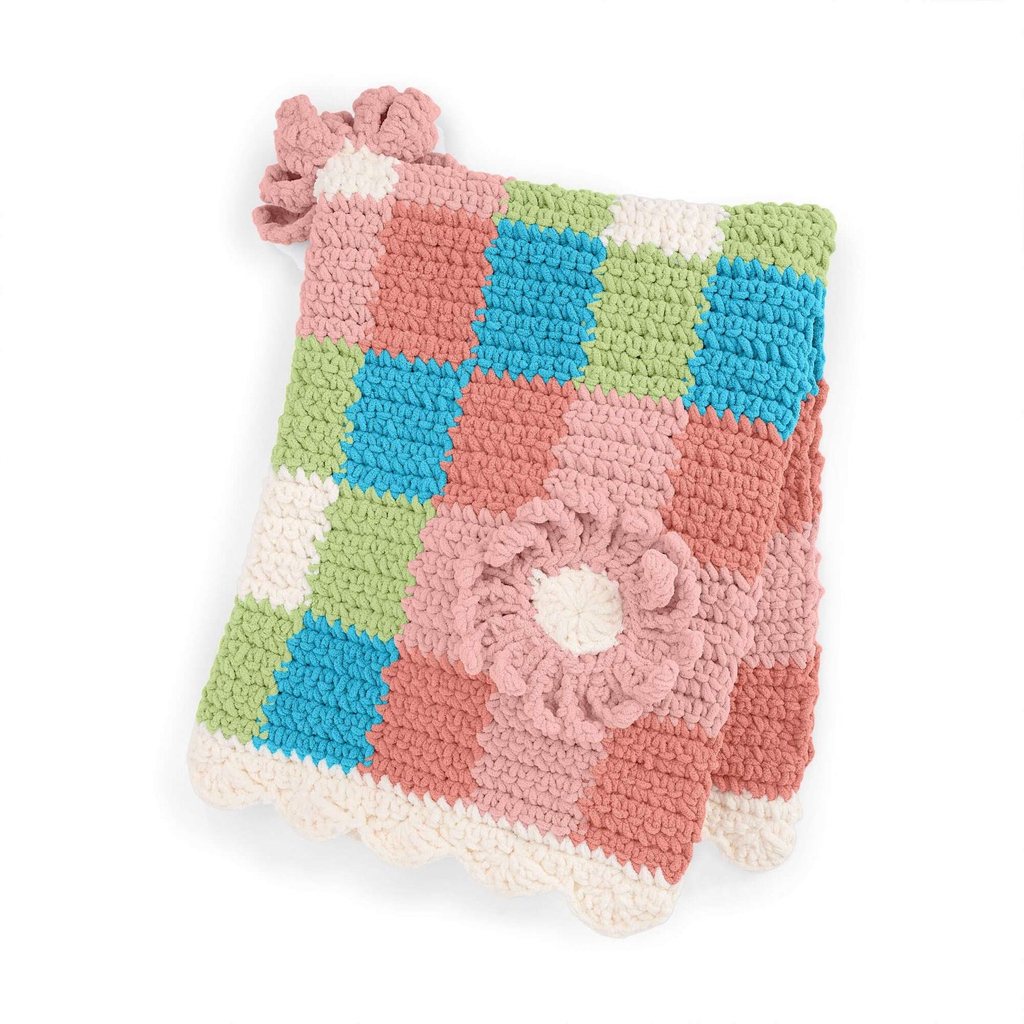 Bernat Gingham & Flowers Crochet Baby Blanket (Digital Download)