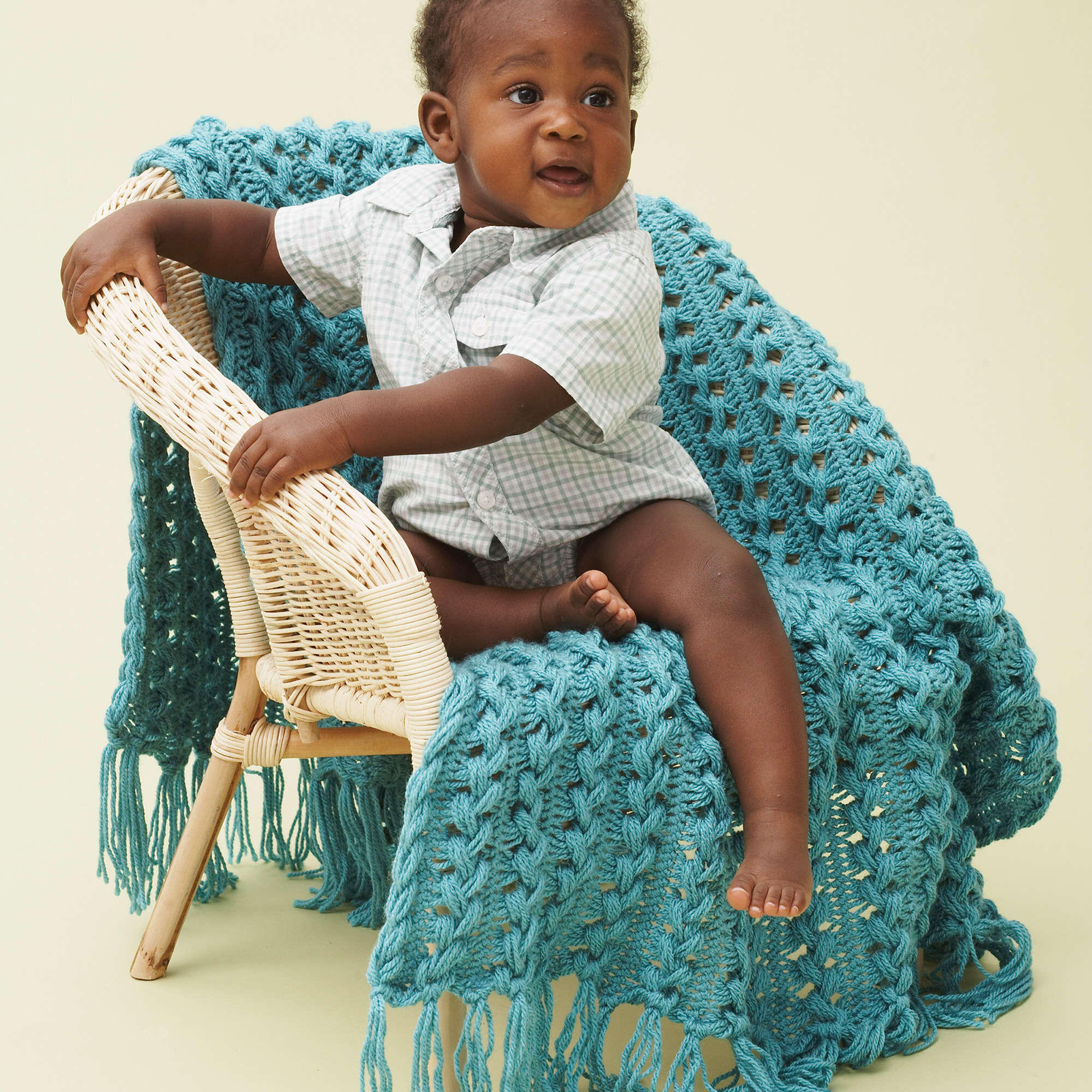 Bernat Hairpin Lace Crochet Baby Blanket (Digital Download)