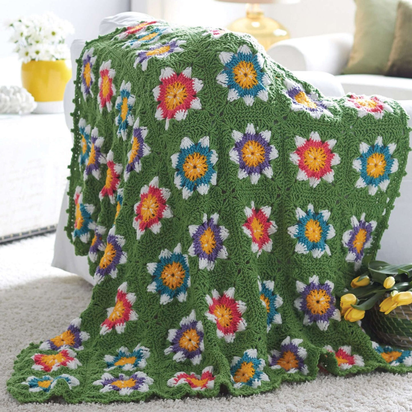 Bernat Field of Flowers Crochet Blanket (Digital Download)