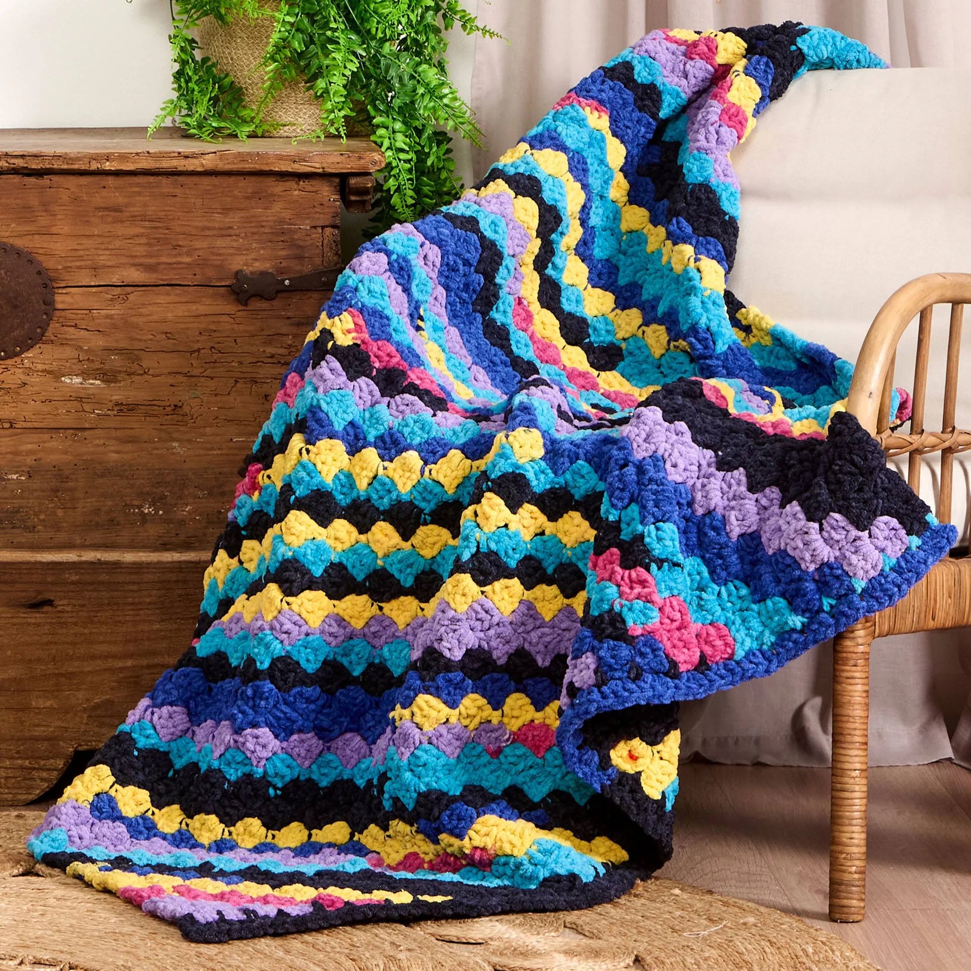 CROCHET PATTERN DOWNLOAD - Free Bernat Cozy Colorburst Crochet C2C Blanket Pattern