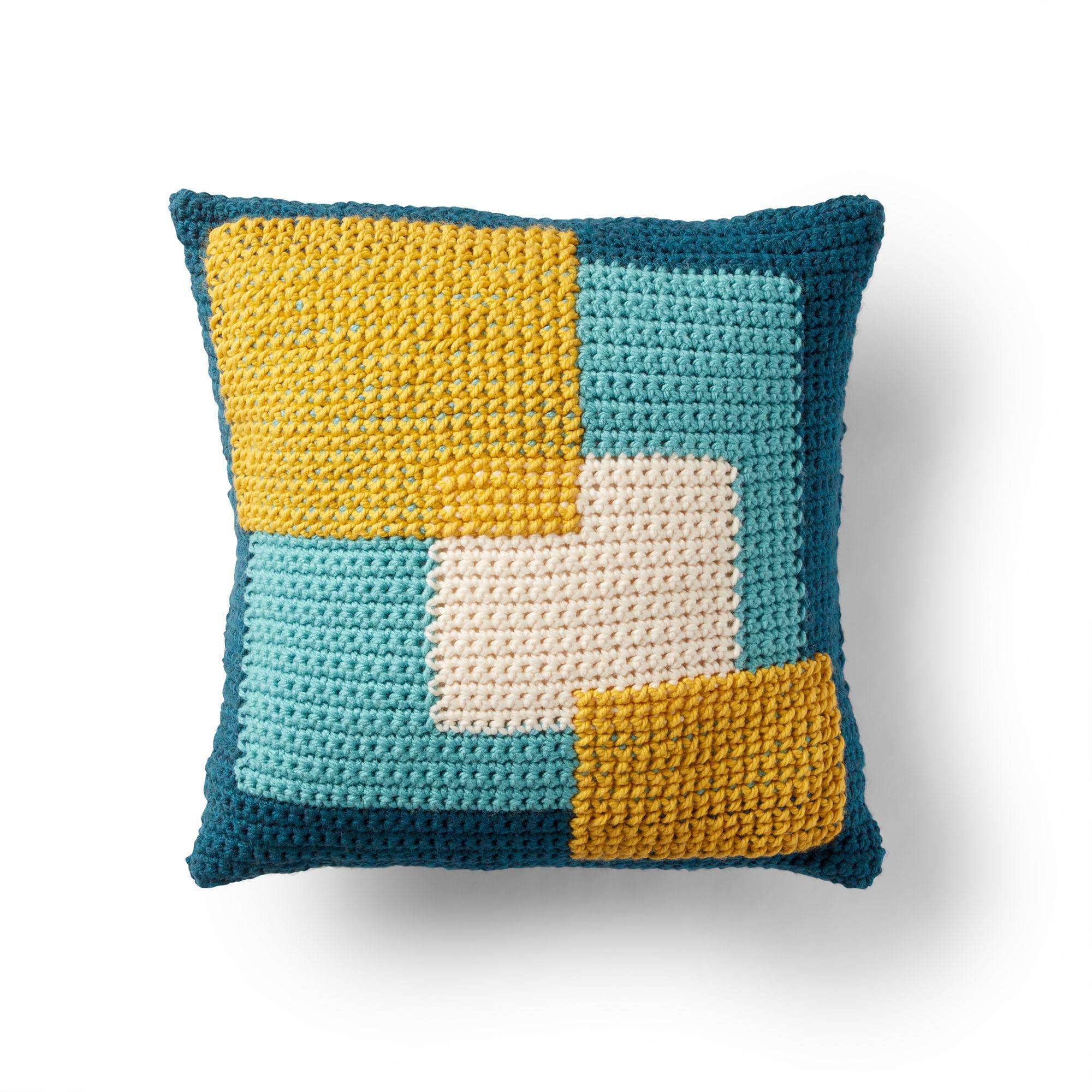 Bernat Crossed Squares Crochet Pillow (Digital Download)