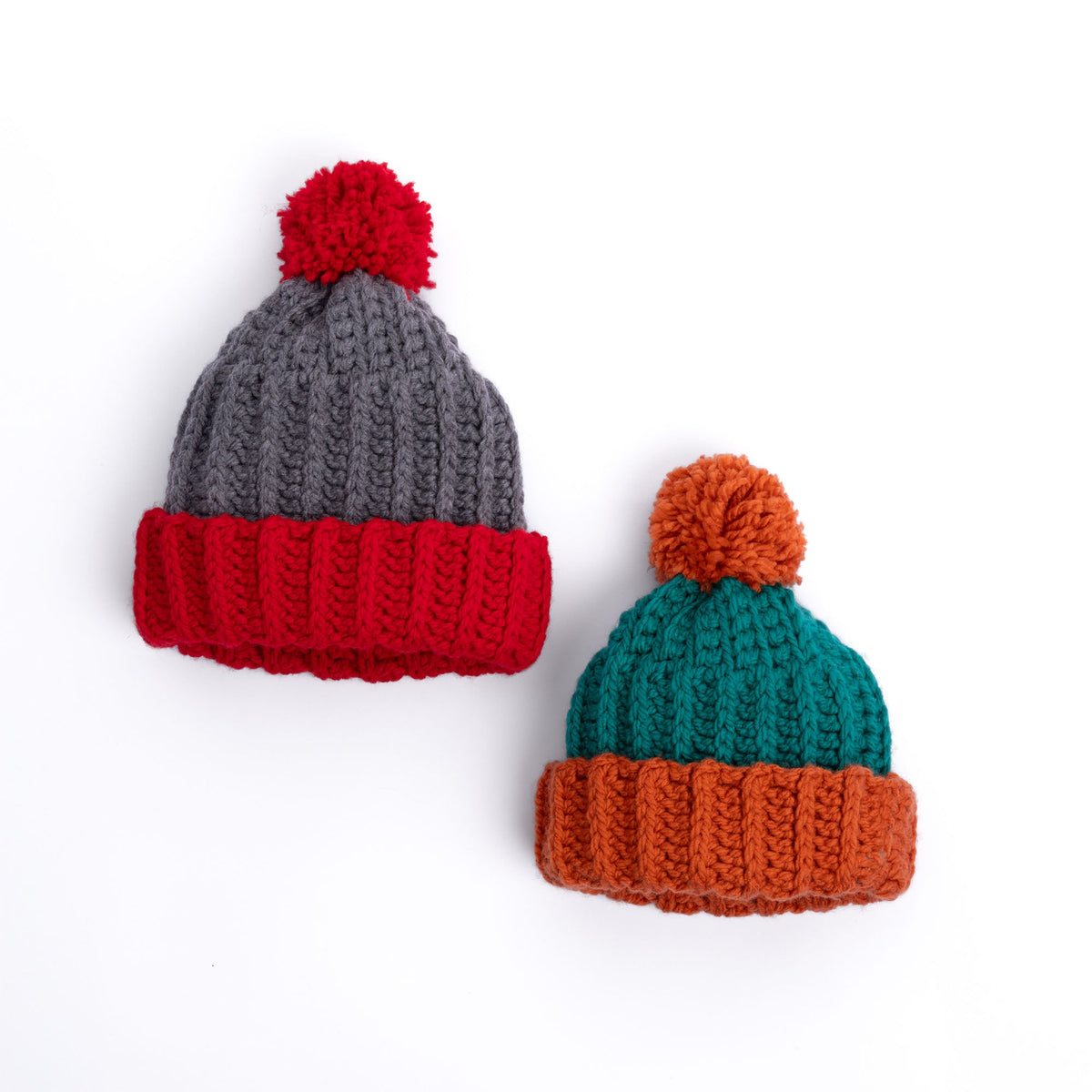 Bernat Color Block Family Crochet Hats (Digital Download)