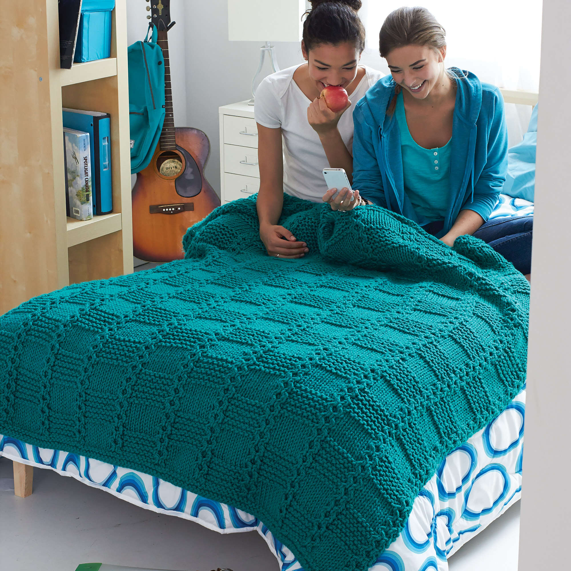 Bernat Garter Blocks Knit Blanket (Digital Download)