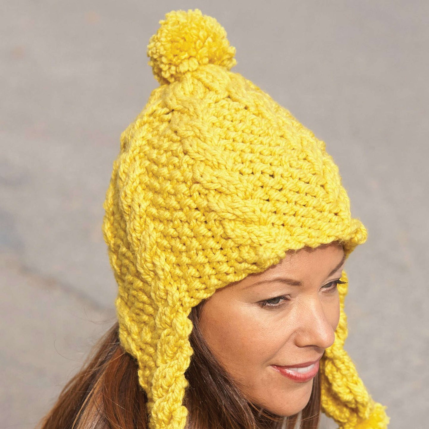 Bernat Knit Golden Glow Earflap Hat (Digital Download)